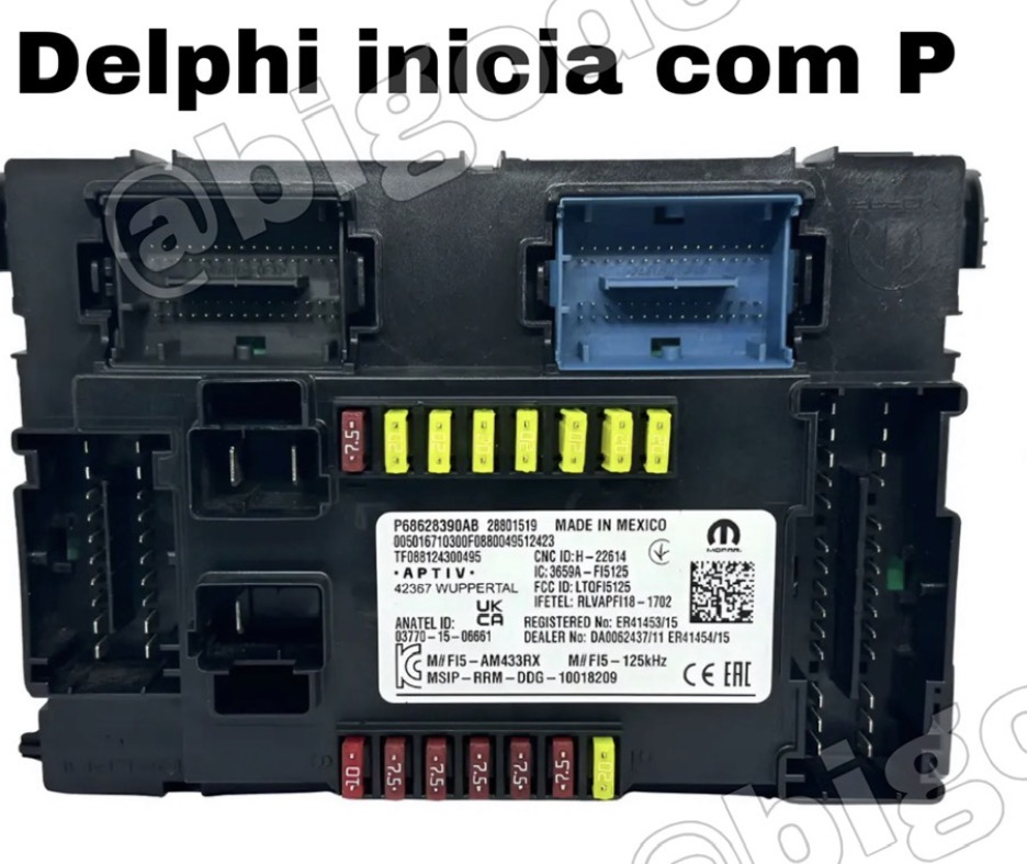 BCM Delphi utilizada em diversos veículos Fiat e Jeep.